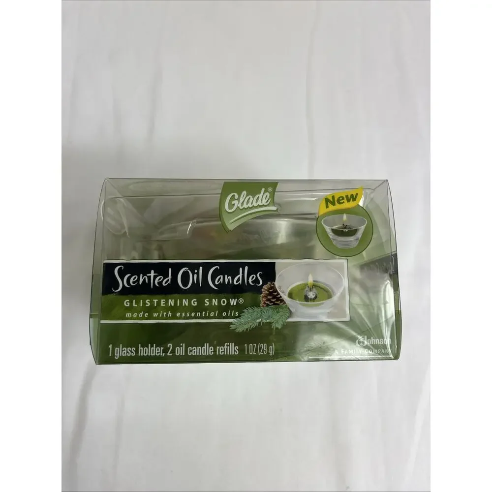 Glade Scented Oil Candles Glistening Snow 1 glass holder, 2 oil candle refills